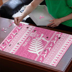 New Zealand Christmas Rugby Personalised Puzzle Meri Kirihimete All Black Maori Pink Version - Aussie Hoodie