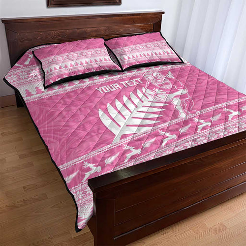 New Zealand Christmas Rugby Personalised Quilt Bed Set Meri Kirihimete All Black Maori Pink Version - Aussie Hoodie