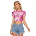 New Zealand Christmas Rugby Personalised Raglan Cropped T Shirt Meri Kirihimete All Black Maori Pink Version - Aussie Hoodie