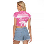 New Zealand Christmas Rugby Personalised Raglan Cropped T Shirt Meri Kirihimete All Black Maori Pink Version - Aussie Hoodie