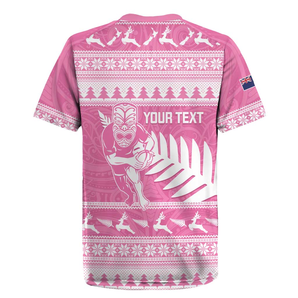 New Zealand Christmas Rugby Personalised Rugby Jersey Meri Kirihimete All Black Maori Pink Version - Aussie Hoodie