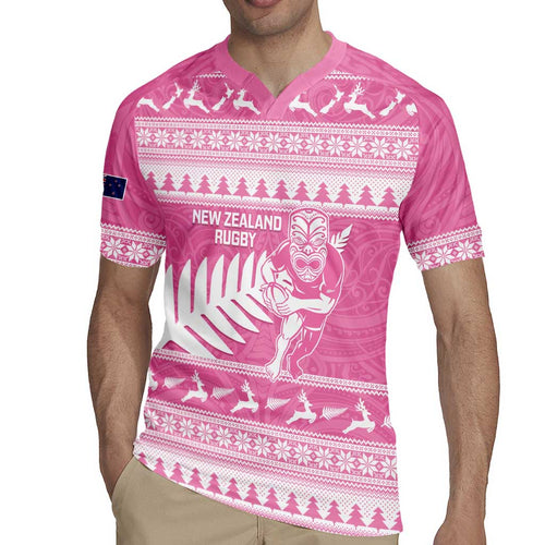 New Zealand Christmas Rugby Personalised Rugby Jersey Meri Kirihimete All Black Maori Pink Version - Aussie Hoodie