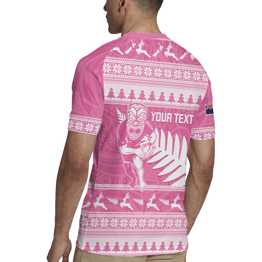 New Zealand Christmas Rugby Personalised Rugby Jersey Meri Kirihimete All Black Maori Pink Version - Aussie Hoodie