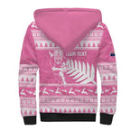 New Zealand Christmas Rugby Personalised Sherpa Hoodie Meri Kirihimete All Black Maori Pink Version - Aussie Hoodie
