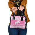 New Zealand Christmas Rugby Personalised Shoulder Handbag Meri Kirihimete All Black Maori Pink Version - Aussie Hoodie