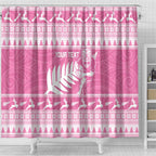 New Zealand Christmas Rugby Personalised Shower Curtain Meri Kirihimete All Black Maori Pink Version - Aussie Hoodie