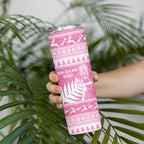 New Zealand Christmas Rugby Personalised Skinny Tumbler Meri Kirihimete All Black Maori Pink Version - Aussie Hoodie