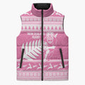 New Zealand Christmas Rugby Personalised Sleeveless Puffer Jacket Meri Kirihimete All Black Maori Pink Version - Aussie Hoodie