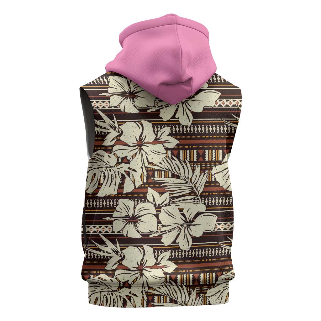 New Zealand Christmas Rugby Personalised Sleeveless Zip Hoodie Meri Kirihimete All Black Maori Pink Version LT14