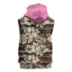 New Zealand Christmas Rugby Personalised Sleeveless Zip Hoodie Meri Kirihimete All Black Maori Pink Version LT14