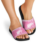 New Zealand Christmas Rugby Personalised Slide Sandals Meri Kirihimete All Black Maori Pink Version - Aussie Hoodie
