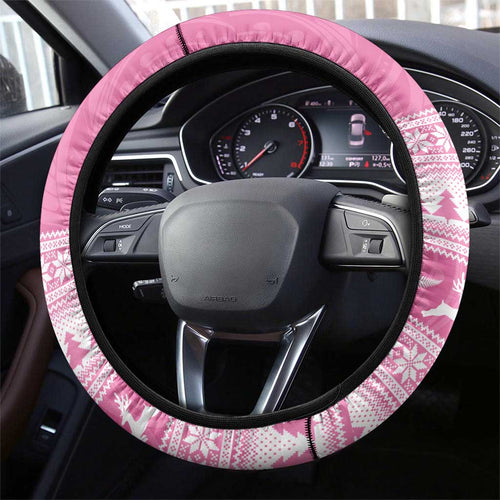 New Zealand Christmas Rugby Steering Wheel Cover Meri Kirihimete All Black Maori Pink Version - Aussie Hoodie