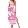 New Zealand Christmas Rugby Personalised Summer Maxi Dress Meri Kirihimete All Black Maori Pink Version - Aussie Hoodie