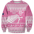 New Zealand Christmas Rugby Personalised Sweatshirt Meri Kirihimete All Black Maori Pink Version - Aussie Hoodie