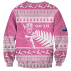 New Zealand Christmas Rugby Personalised Sweatshirt Meri Kirihimete All Black Maori Pink Version - Aussie Hoodie