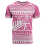 New Zealand Christmas Rugby Personalised T Shirt Meri Kirihimete All Black Maori Pink Version - Aussie Hoodie
