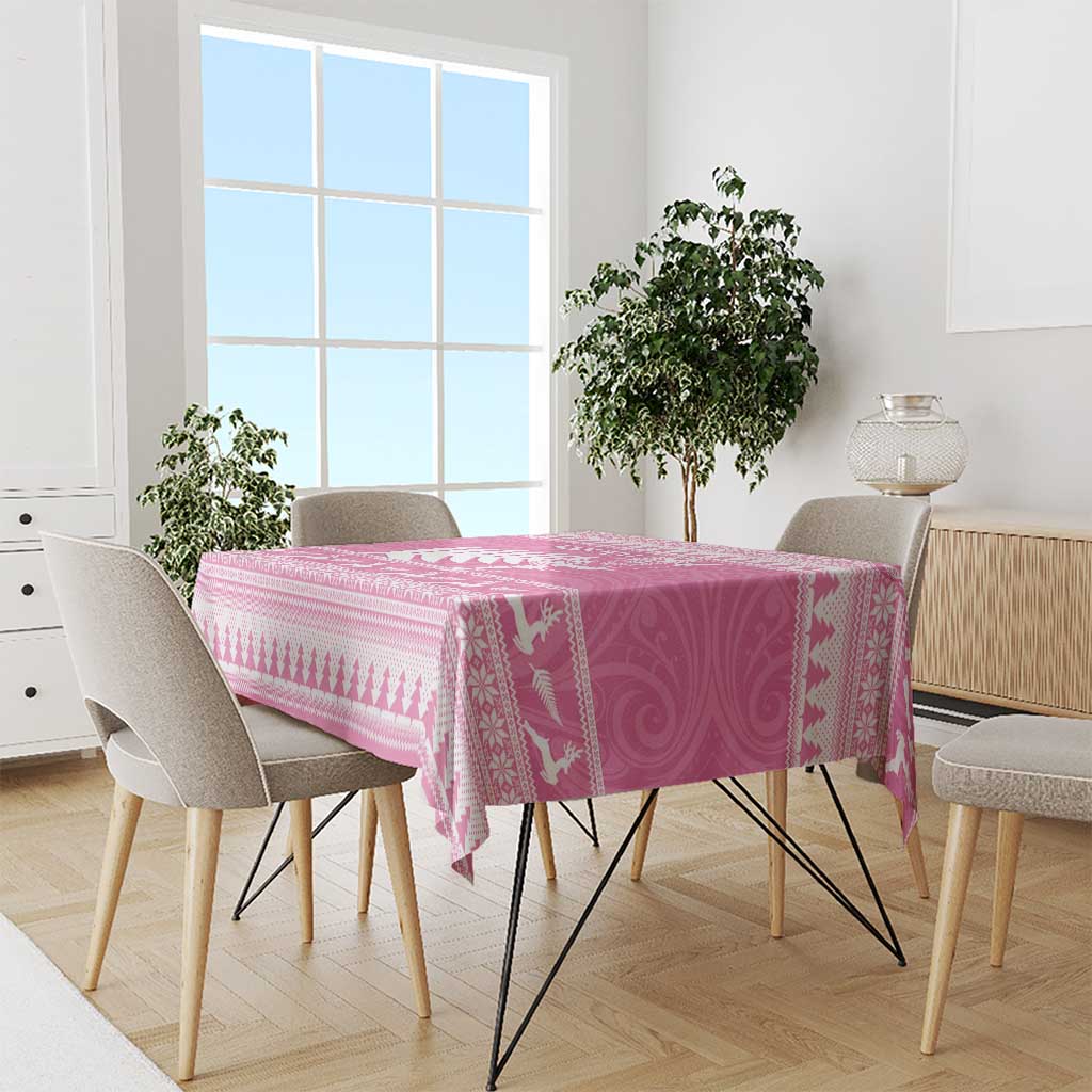 New Zealand Christmas Rugby Personalised Tablecloth Meri Kirihimete All Black Maori Pink Version - Aussie Hoodie