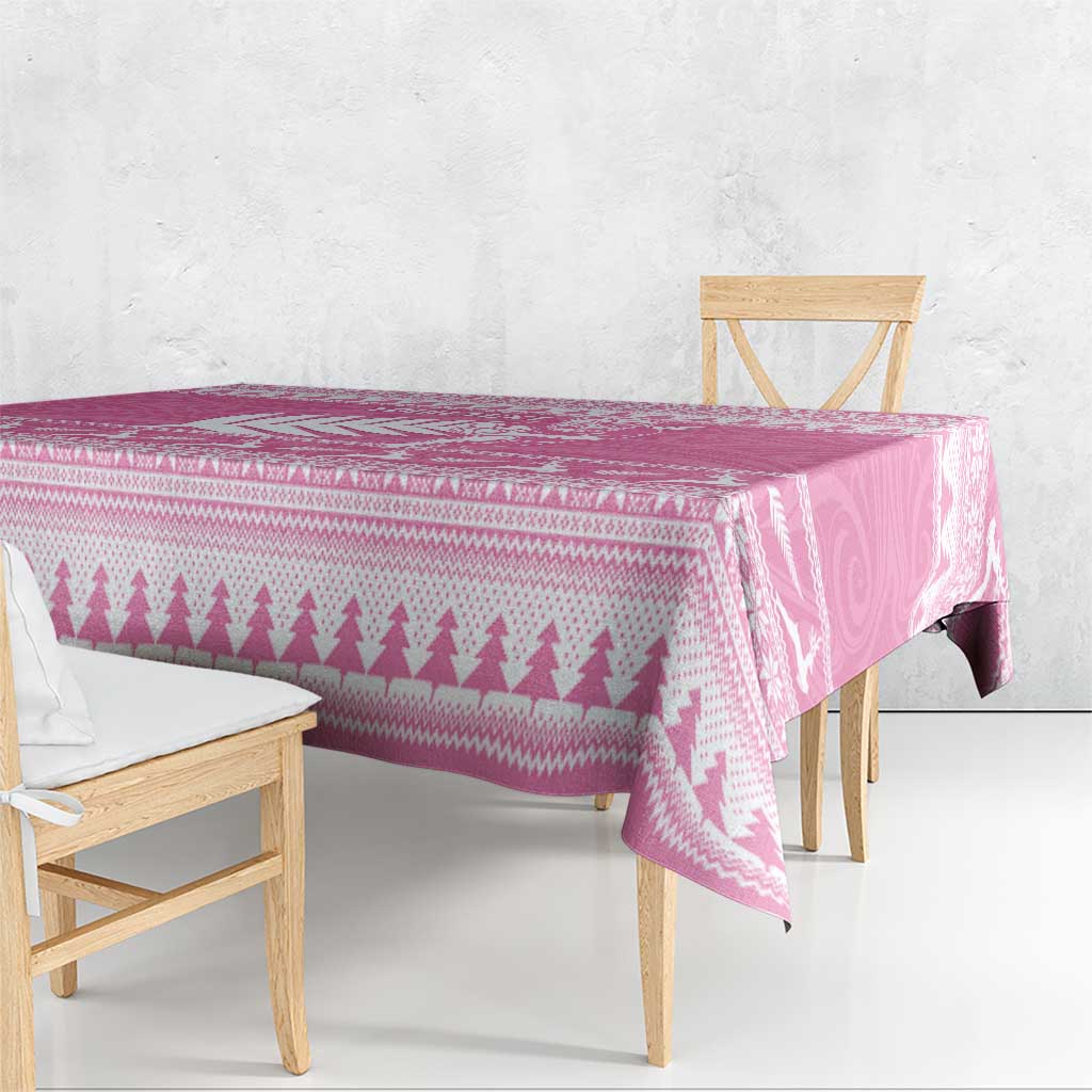 New Zealand Christmas Rugby Personalised Tablecloth Meri Kirihimete All Black Maori Pink Version - Aussie Hoodie