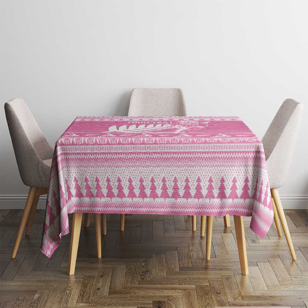 New Zealand Christmas Rugby Personalised Tablecloth Meri Kirihimete All Black Maori Pink Version - Aussie Hoodie