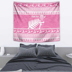New Zealand Christmas Rugby Personalised Tapestry Meri Kirihimete All Black Maori Pink Version - Aussie Hoodie