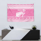 New Zealand Christmas Rugby Personalised Tapestry Meri Kirihimete All Black Maori Pink Version - Aussie Hoodie