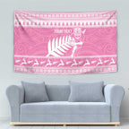New Zealand Christmas Rugby Personalised Tapestry Meri Kirihimete All Black Maori Pink Version - Aussie Hoodie