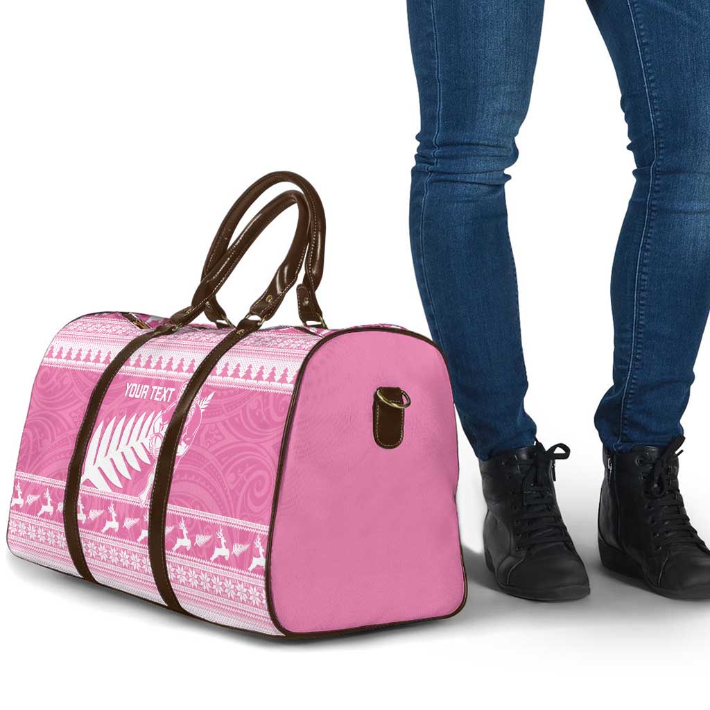 New Zealand Christmas Rugby Personalised Travel Bag Meri Kirihimete All Black Maori Pink Version - Aussie Hoodie