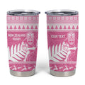 New Zealand Christmas Rugby Personalised Tumbler Cup Meri Kirihimete All Black Maori Pink Version - Aussie Hoodie