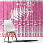 New Zealand Christmas Rugby Personalised Window Curtain Meri Kirihimete All Black Maori Pink Version - Aussie Hoodie