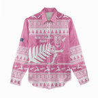 New Zealand Christmas Rugby Personalised Women Casual Shirt Meri Kirihimete All Black Maori Pink Version - Aussie Hoodie