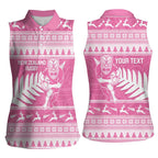New Zealand Christmas Rugby Personalised Women Sleeveless Polo Shirt Meri Kirihimete All Black Maori Pink Version - Aussie Hoodie