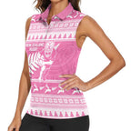 New Zealand Christmas Rugby Personalised Women Sleeveless Polo Shirt Meri Kirihimete All Black Maori Pink Version - Aussie Hoodie