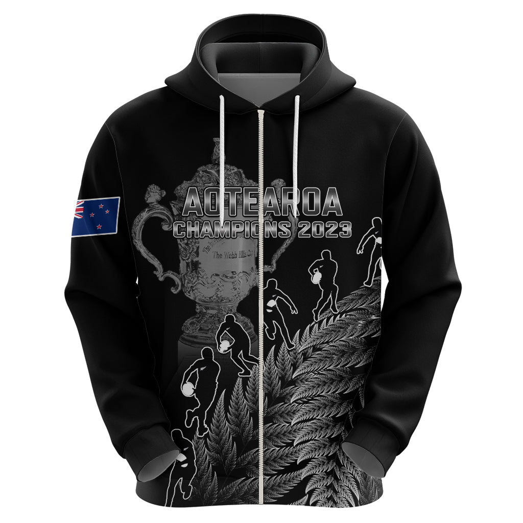 custom-new-zealand-silver-fern-rugby-hoodie-all-black-go-champions-2023-with-trophy-proud