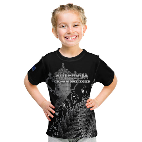 custom-new-zealand-silver-fern-rugby-kid-t-shirt-all-black-go-champions-2023-with-trophy-proud