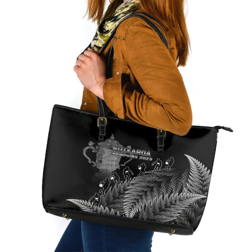 custom-new-zealand-silver-fern-rugby-leather-tote-bag-all-black-go-champions-2023-with-trophy-proud