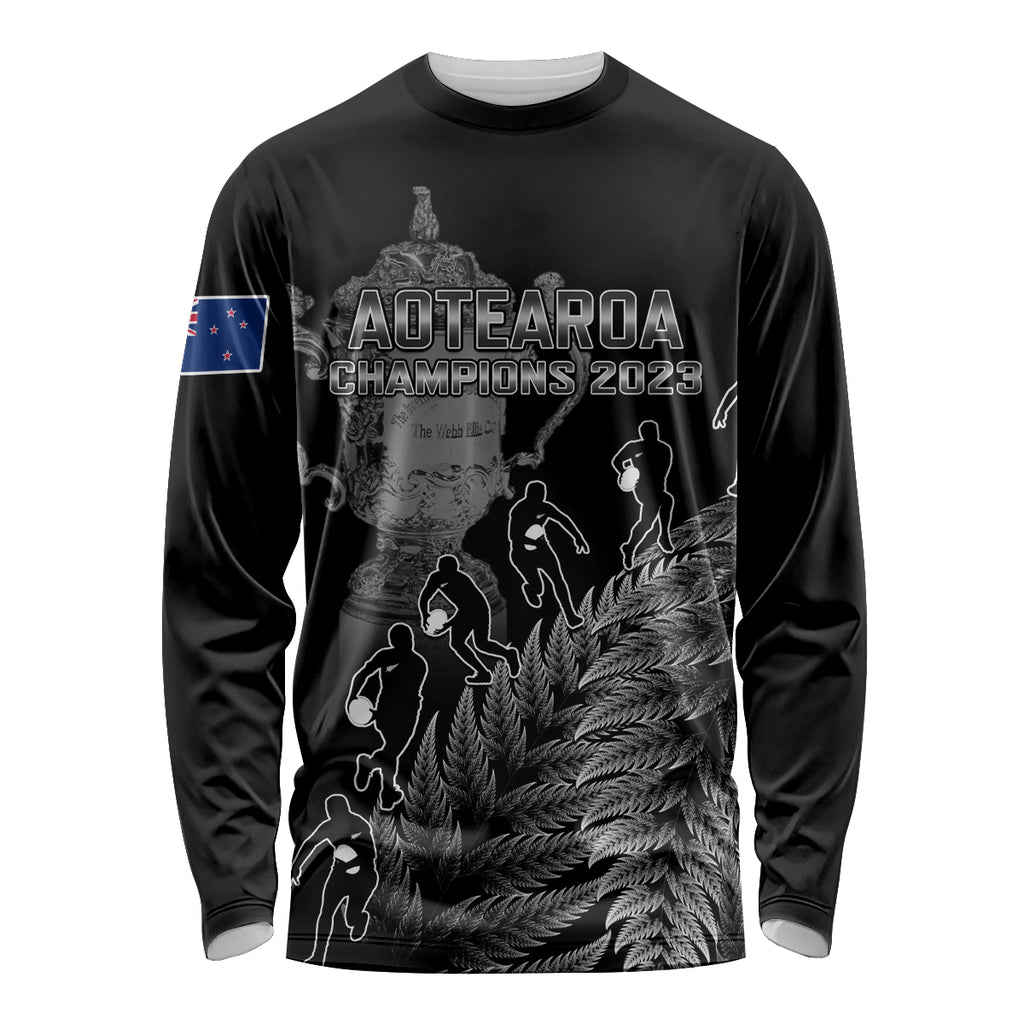 custom-new-zealand-silver-fern-rugby-long-sleeve-shirt-all-black-go-champions-2023-with-trophy-proud