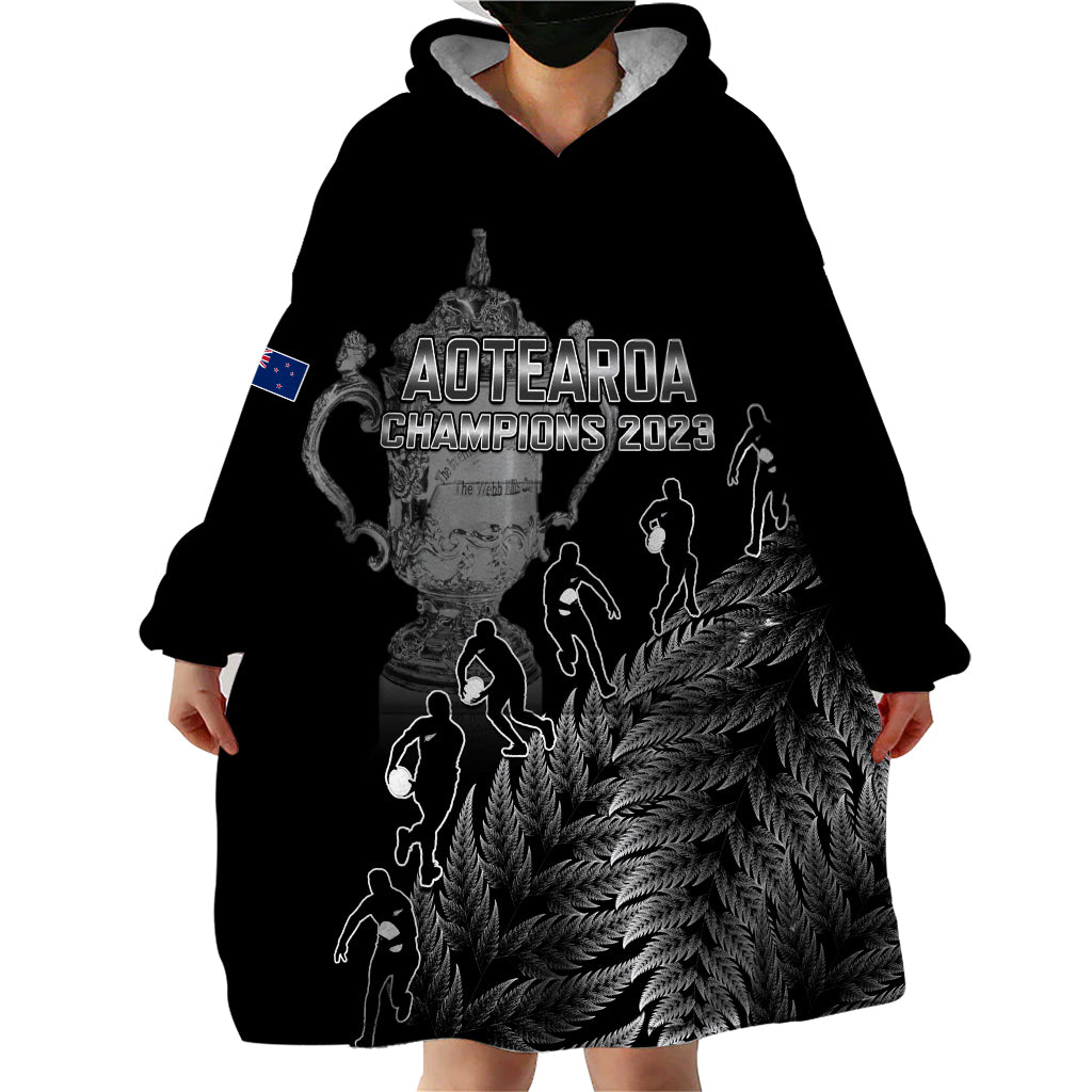 custom-new-zealand-silver-fern-rugby-wearable-blanket-hoodie-all-black-go-champions-2023-with-trophy-proud