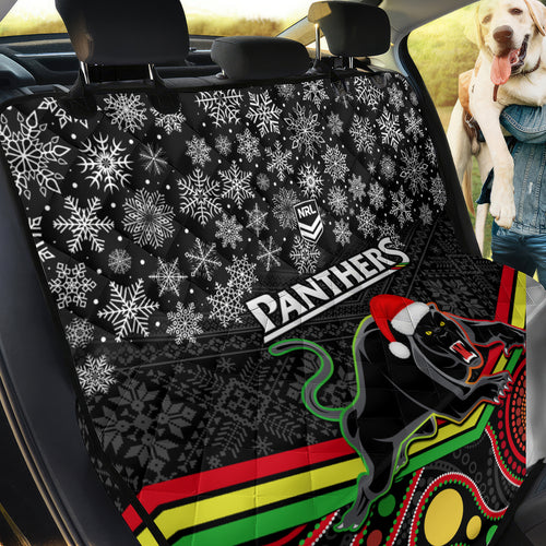 custom-panthers-rugby-christmas-back-car-seat-cover-merry-xmas-2023-mix-aboriginal-art-black-version