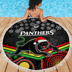 custom-panthers-rugby-christmas-beach-blanket-merry-xmas-2023-mix-aboriginal-art-black-version