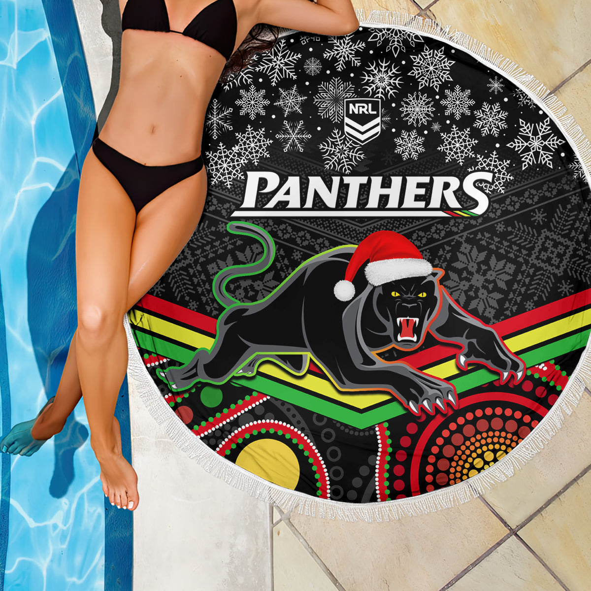 custom-panthers-rugby-christmas-beach-blanket-merry-xmas-2023-mix-aboriginal-art-black-version