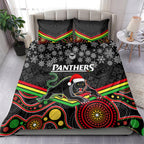 custom-panthers-rugby-christmas-bedding-set-merry-xmas-2023-mix-aboriginal-art-black-version