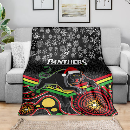 custom-panthers-rugby-christmas-blanket-merry-xmas-2023-mix-aboriginal-art-black-version