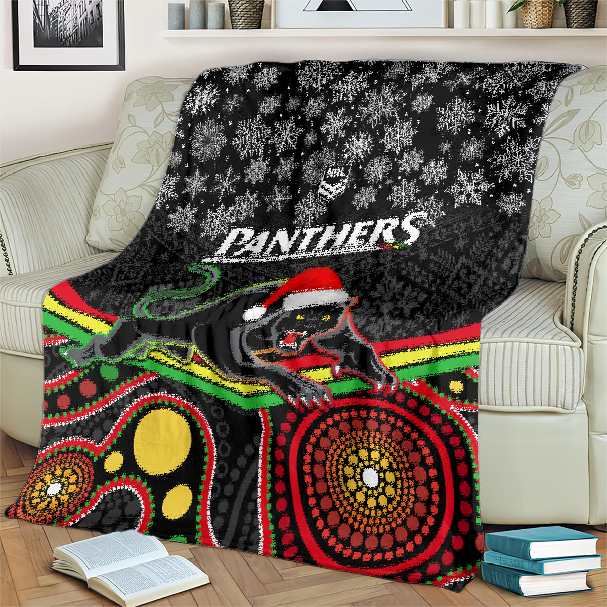 custom-panthers-rugby-christmas-blanket-merry-xmas-2023-mix-aboriginal-art-black-version