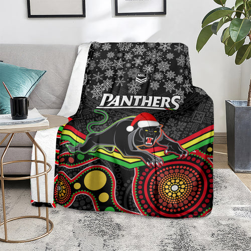 custom-panthers-rugby-christmas-blanket-merry-xmas-2023-mix-aboriginal-art-black-version