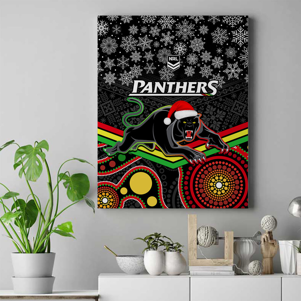 custom-panthers-rugby-christmas-canvas-wall-art-merry-xmas-2023-mix-aboriginal-art-black-version