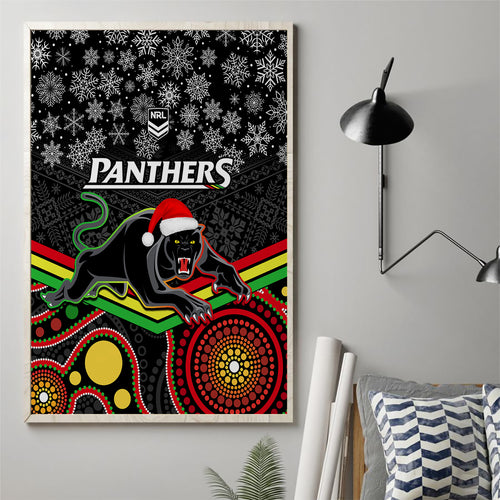 custom-panthers-rugby-christmas-canvas-wall-art-merry-xmas-2023-mix-aboriginal-art-black-version