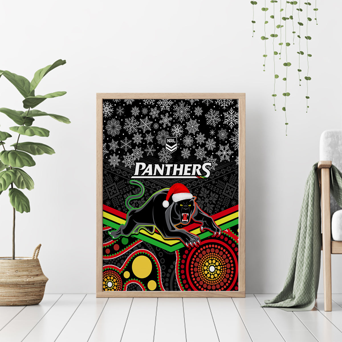 custom-panthers-rugby-christmas-canvas-wall-art-merry-xmas-2023-mix-aboriginal-art-black-version