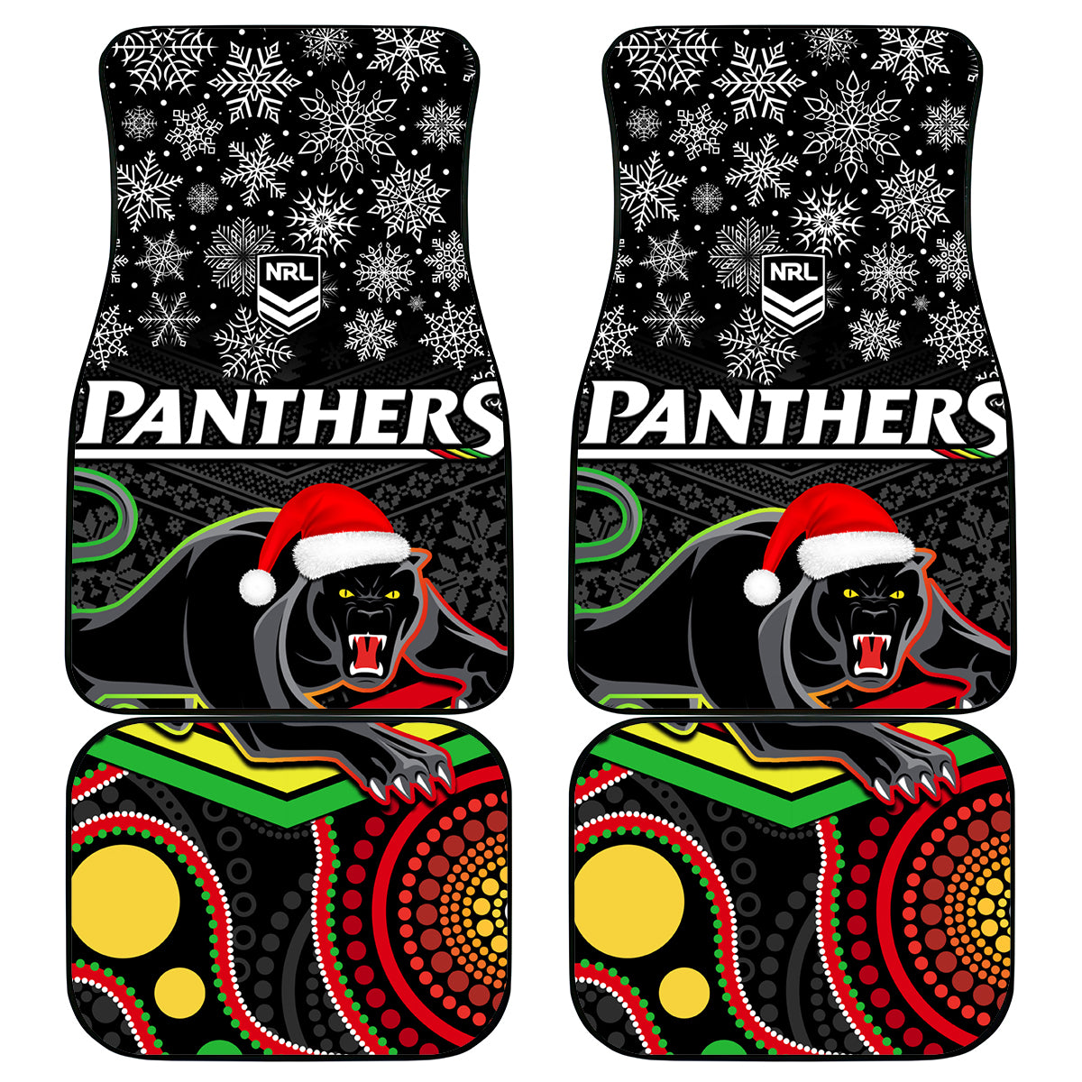 custom-panthers-rugby-christmas-car-mats-merry-xmas-2023-mix-aboriginal-art-black-version