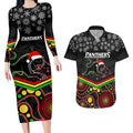 custom-panthers-rugby-christmas-couples-matching-long-sleeve-bodycon-dress-and-hawaiian-shirt-merry-xmas-2023-mix-aboriginal-art-black-version