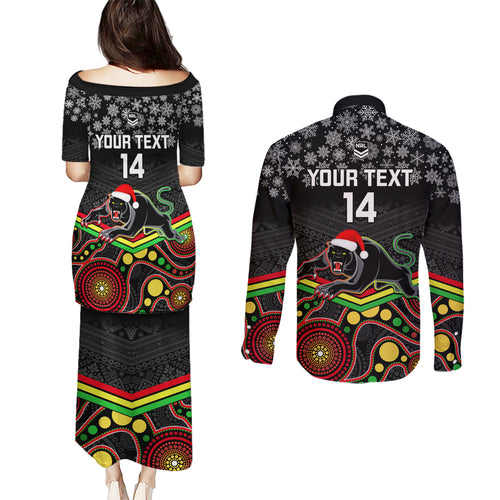 custom-panthers-rugby-christmas-couples-matching-puletasi-dress-and-long-sleeve-button-shirt-merry-xmas-2023-mix-aboriginal-art-black-version